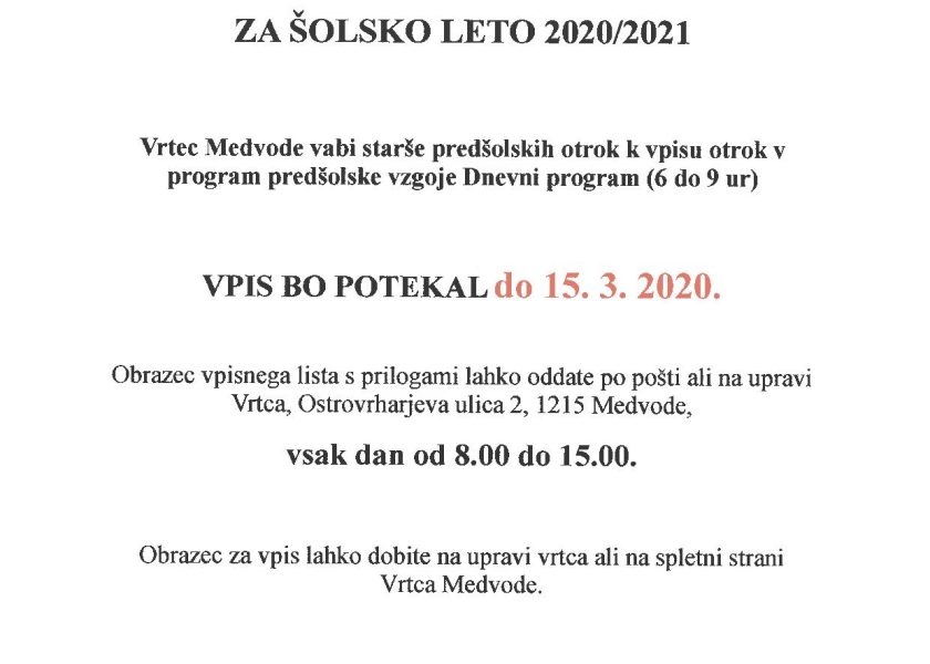 vpis v vrtec 2020