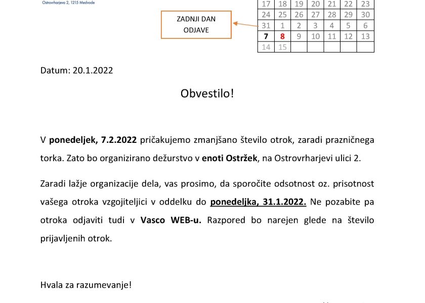 za starše, 7.2.2022