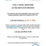 VPIS V VRTEC ZA ŠOLSKO LETO 2022/23