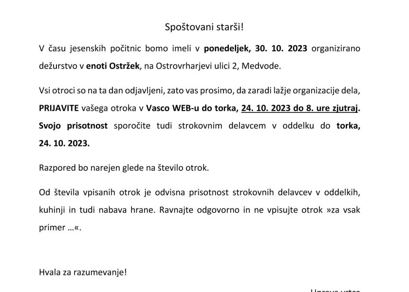 za starše 2023